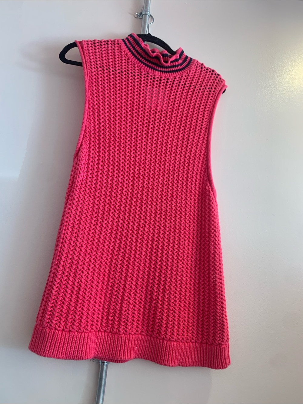 J. Crew Pink Sleeveless Knit Tunic with Navy Trim